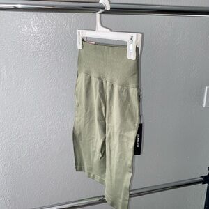 Sage Green High-Rise Waistband Longer Shorts
